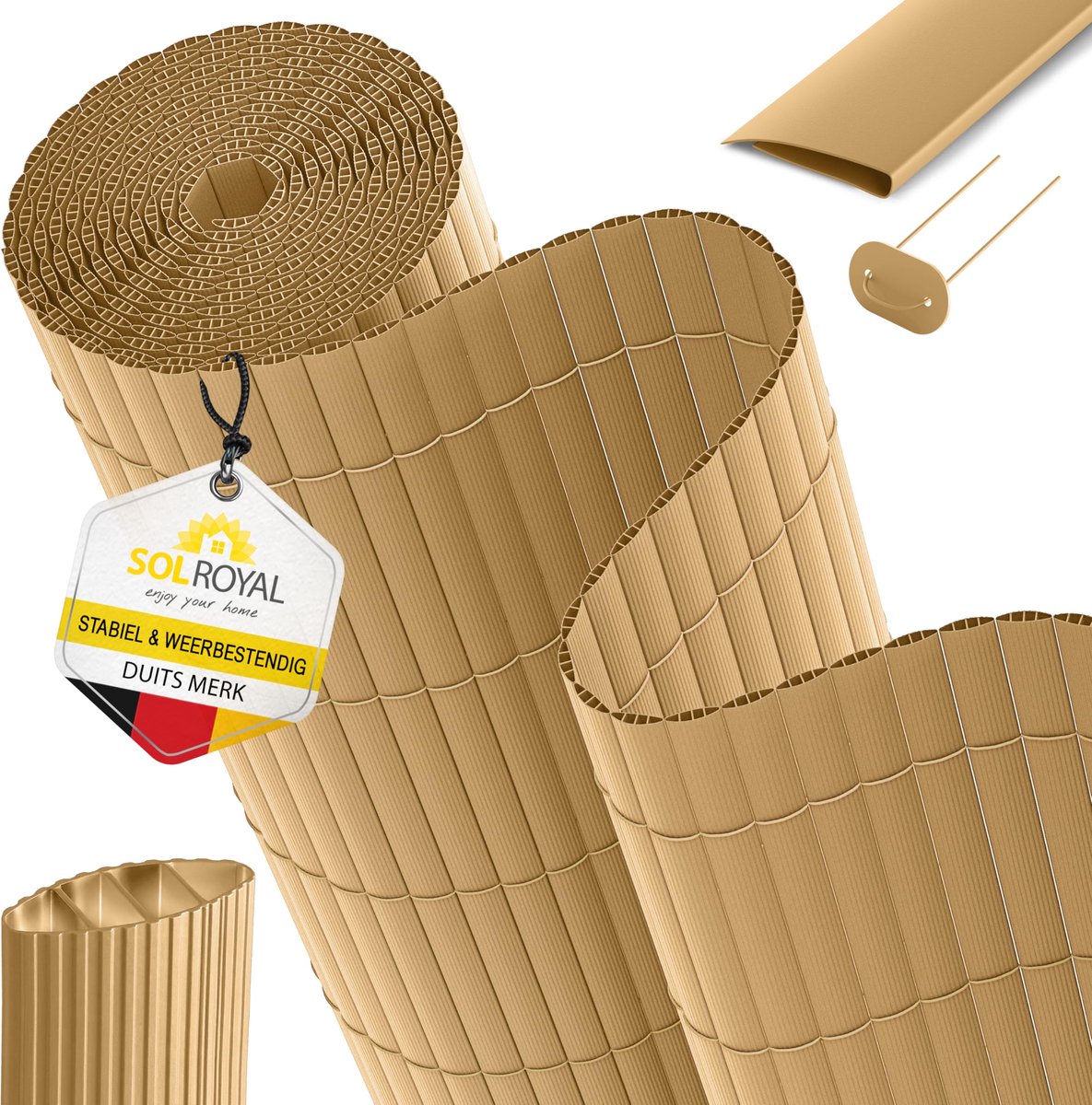 Privacy screen drievoudig versterkt - PVC - met clips en afdeklijst - ideaal voor beschutting - ShopVlot