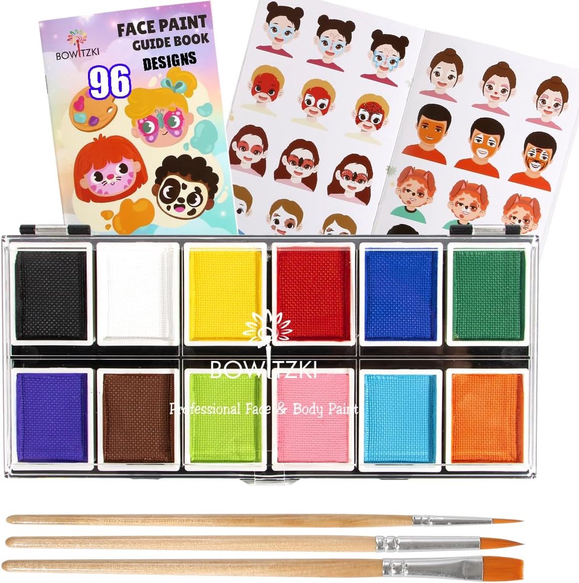 Gezichtsschilder set 12 kleuren - niet-toxisch - hypoallergeen - perfect voor Halloween - ShopVlot