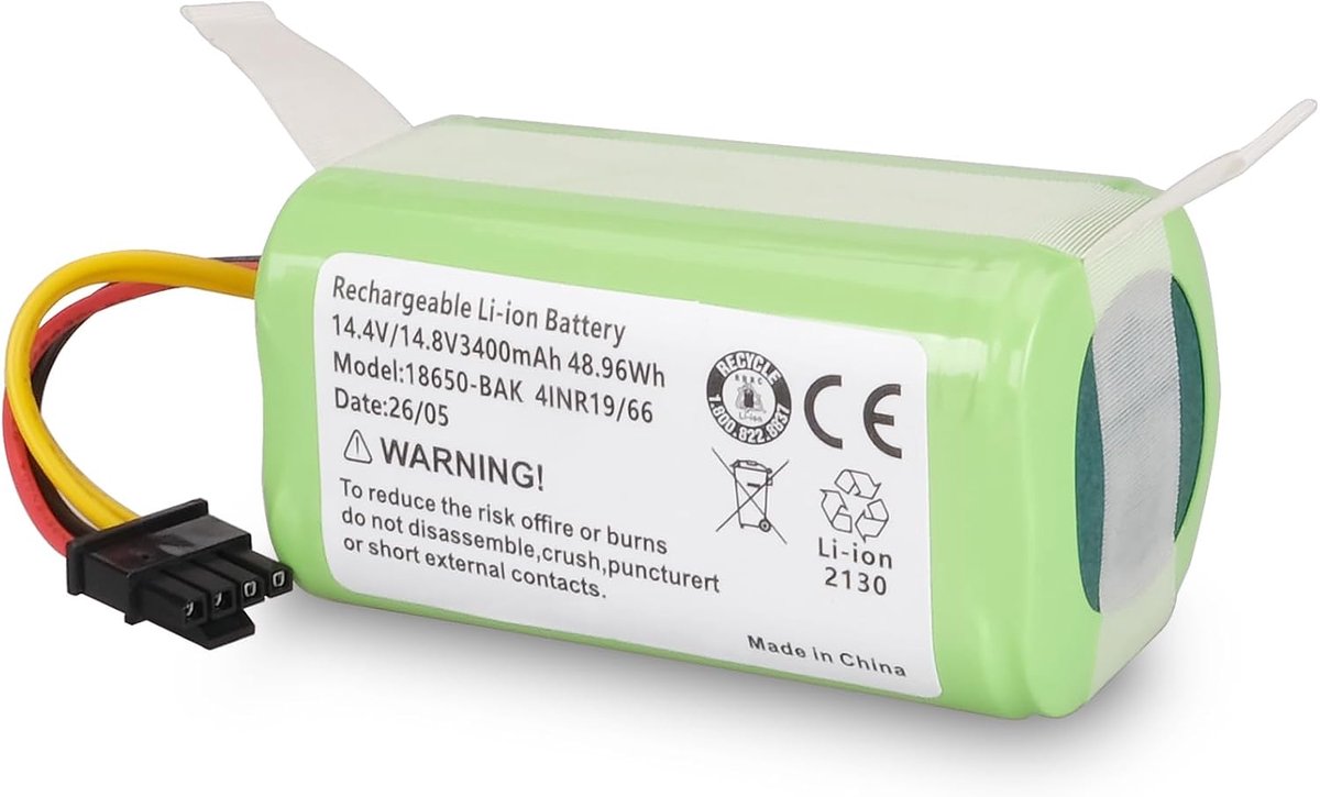 Li-ion batterij 3400mAh 14,4V - compatibel met Cecotec Conga 1290 1390 1490 1590 - lange gebruiksduur - hoge kwaliteit - ShopVlot