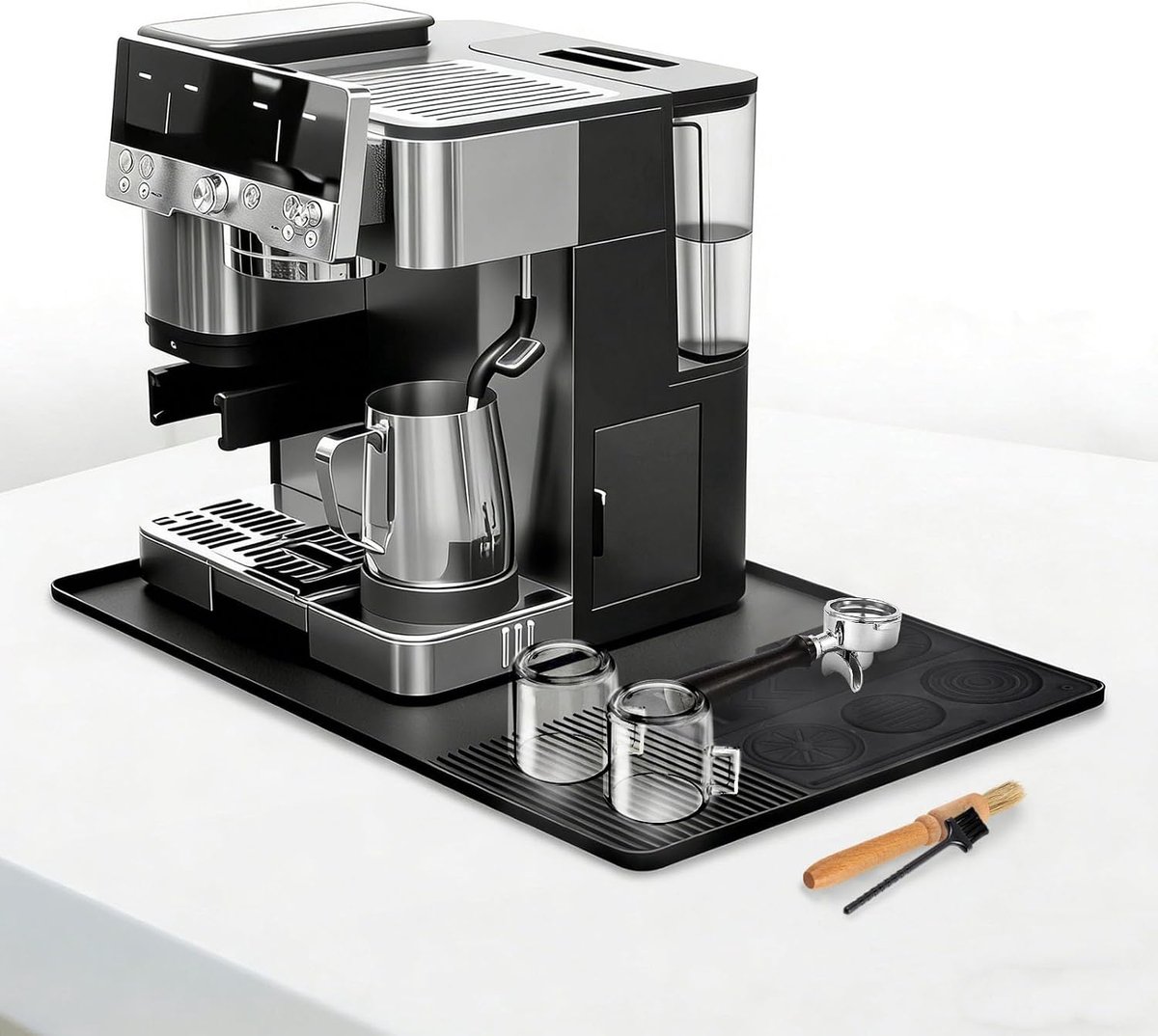 Siliconen koffiemat 40 x 60 cm - 2-in-1 ontwerp - met afneembare droogmat - ideaal voor koffiemachines - ShopVlot