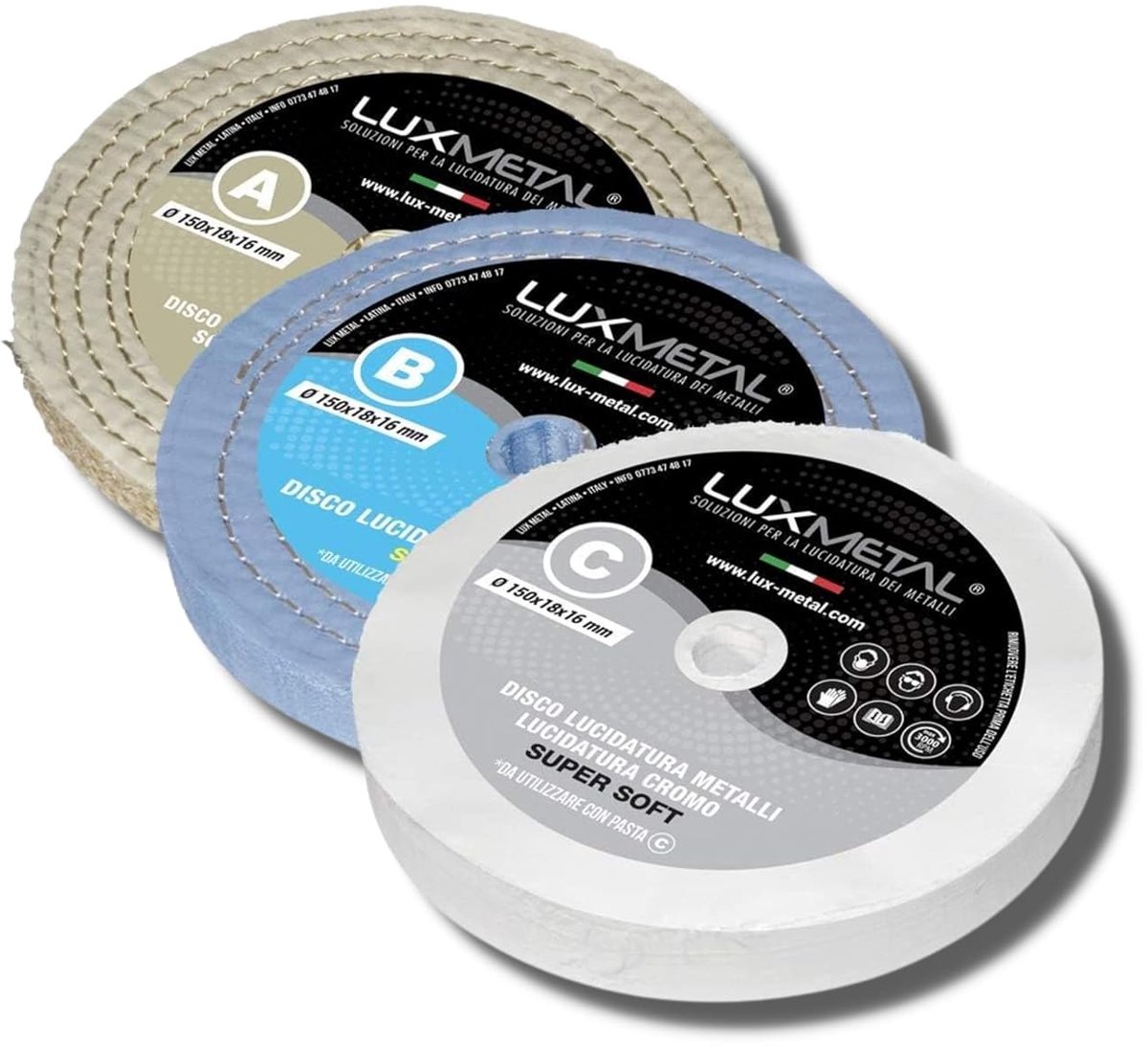 Polijstschijven set 150 mm - Katoen discs - Voor spiegelglans op metaal - Ideaal voor verfijnde projecten - ShopVlot