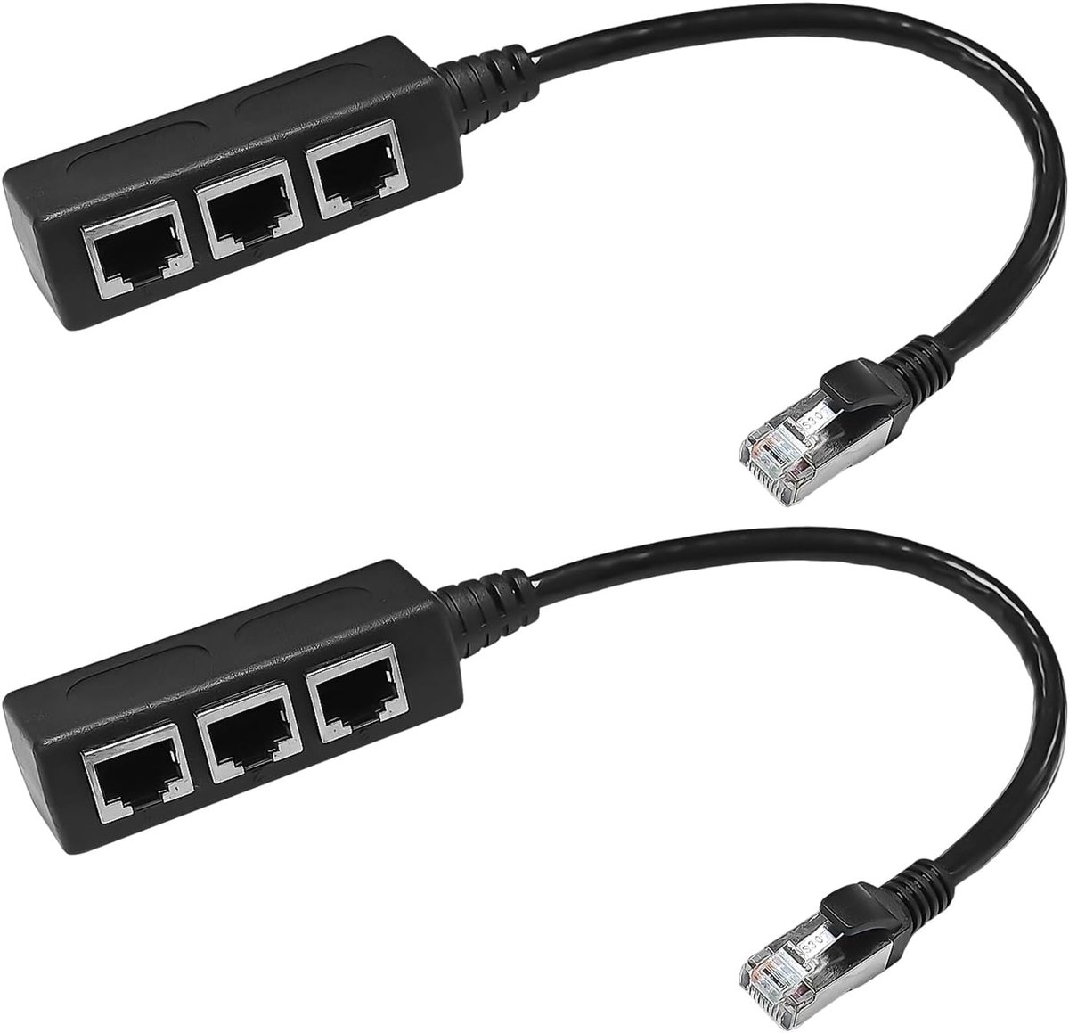 RJ45 Ethernet Kabel Splitter 2 Stuks - Zwart Kunststof - Voor Netwerkverbindingen - Efficiënte kabelverdeling - ShopVlot