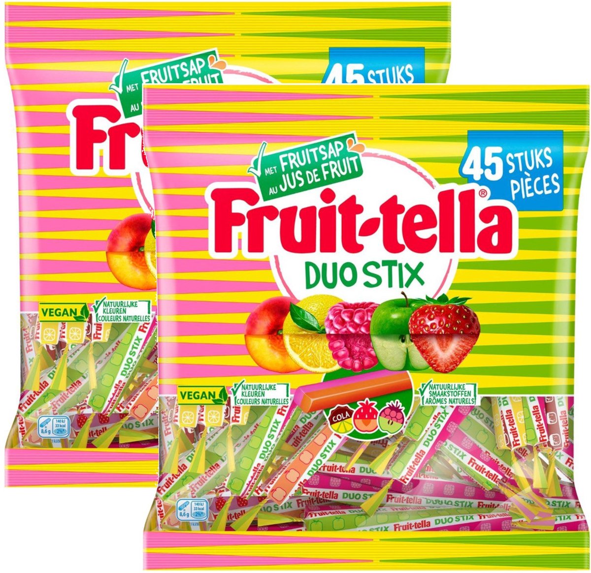 Fruit-tella Duo Stix - Multipack - Snoepen - 800g (2x400g) - 90 (2x45) Stuks