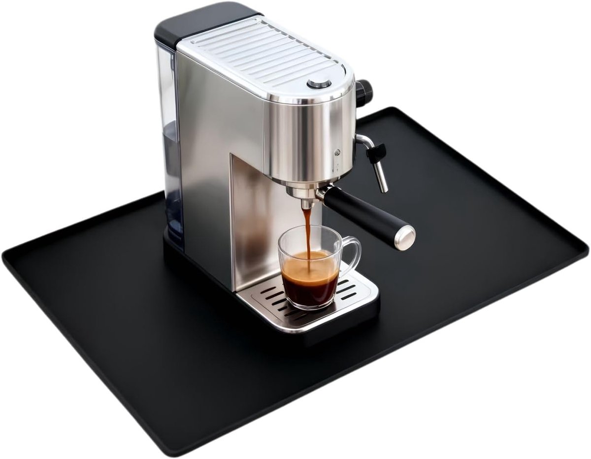 Koffiemachine mat 48 x 30 cm - Siliconen mat - Waterdicht met hoge rand - Bescherming voor werkblad - ShopVlot