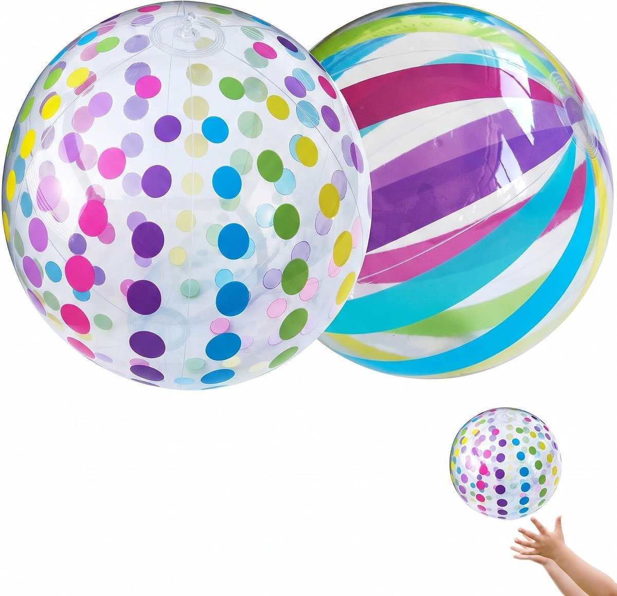 Opblaasbare strandballonnen 40 cm - kleurrijke stippen en strepen - duurzaam en veilig - stimuleert actief spel - ShopVlot