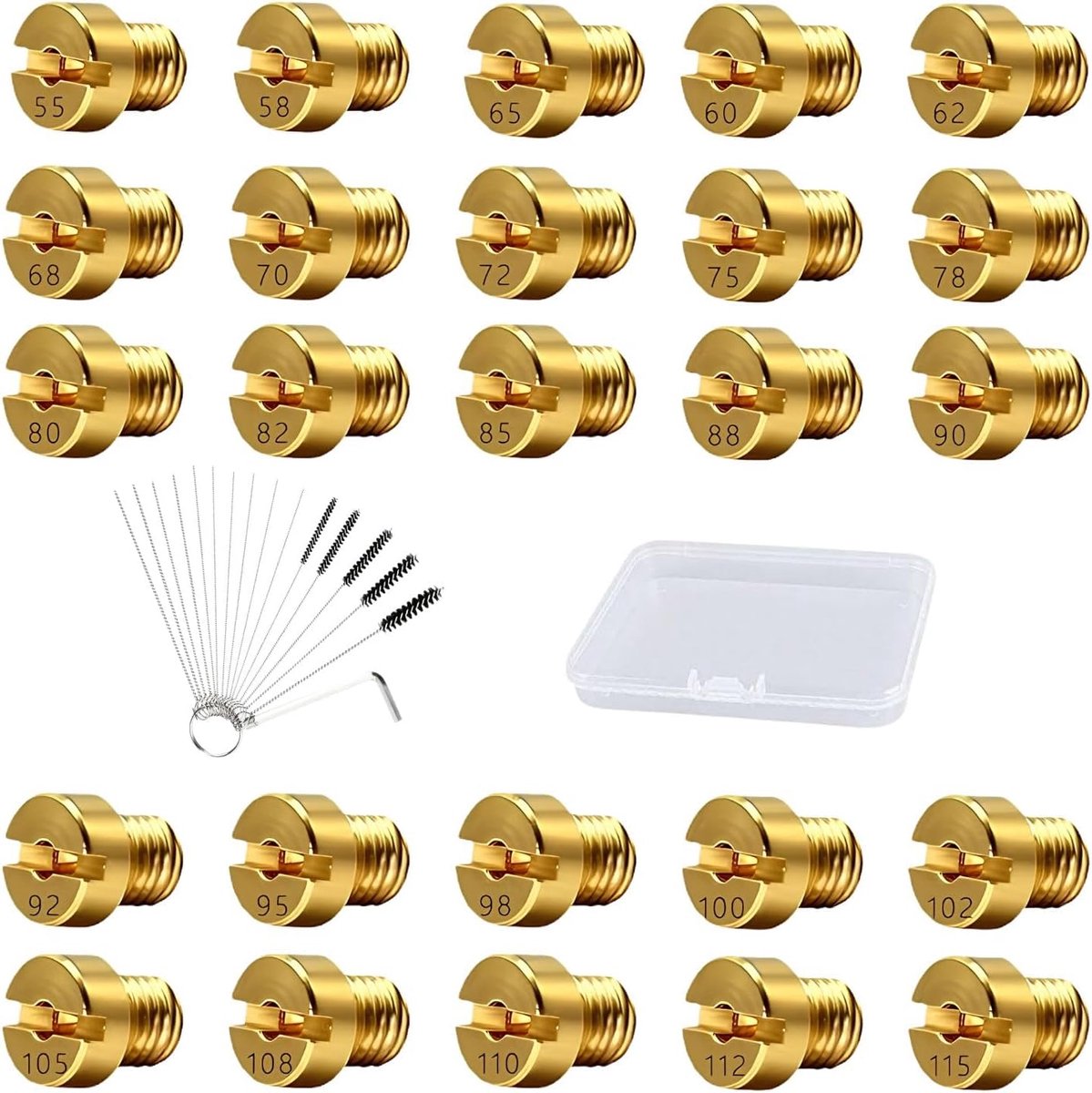 Carburateur set 25 stuks - M5 spuitdoppen met 16 reinigingsnaalden - Precisie tuning voor motorfiets - ShopVlot
