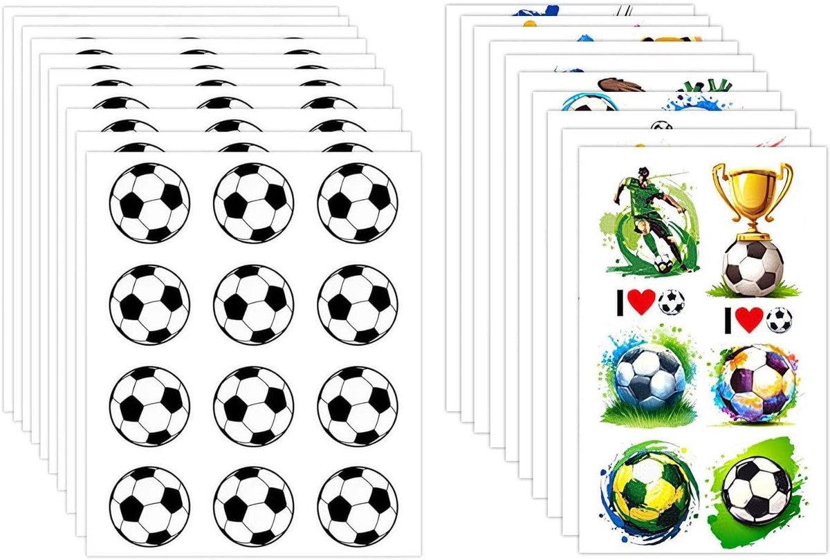 Voetbalstickers Set - 10 Waterdichte Tattoo-Stickers - Zelfklevend - Perfect voor Voetbalfans - ShopVlot