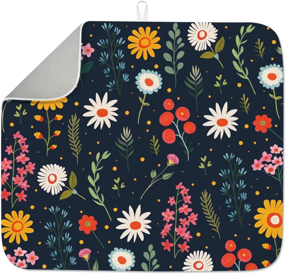 Afvoermat 40x45cm - Boho Floral Patroon - Absorberend - Houdt aanrecht schoon - ShopVlot