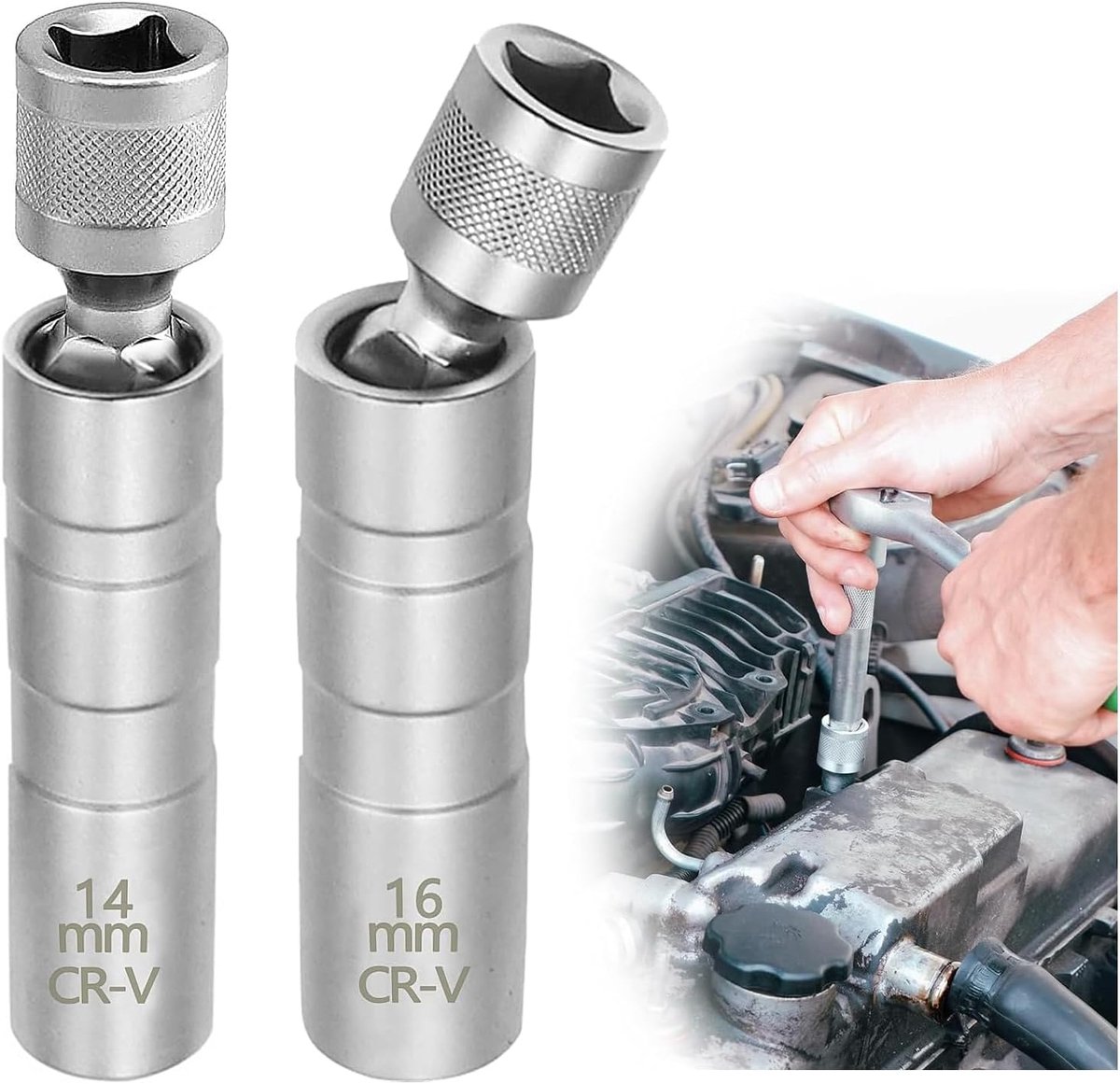 Bougiesleutel 14 mm en 16 mm - Magnetisch - Universeel voor auto onderhoud - Duurzaam en slijtvast - ShopVlot