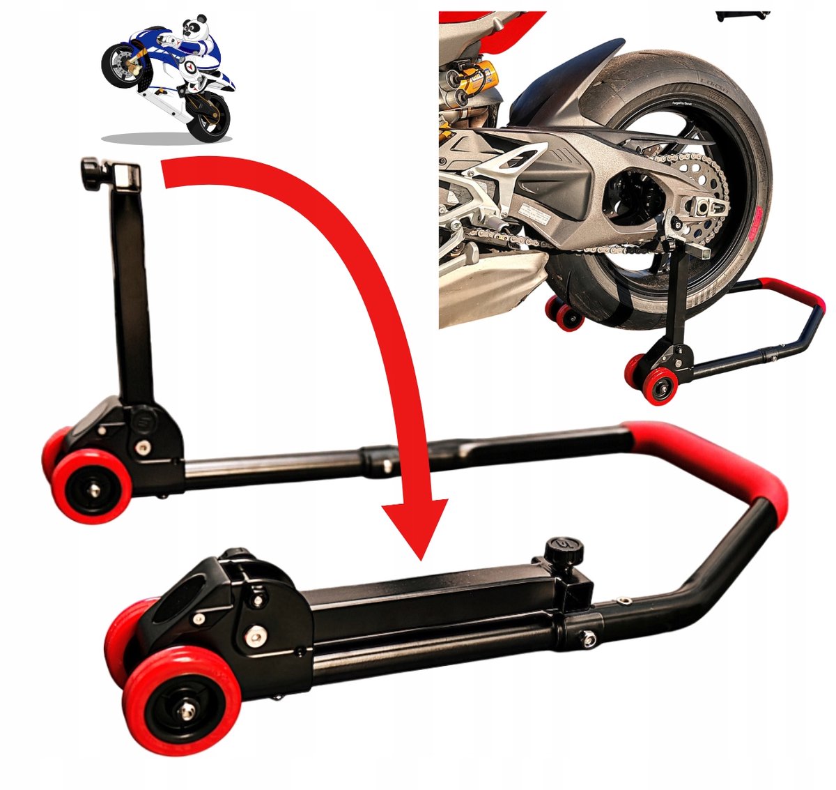 Opklapbare motorstandaard achterwiel - 300kg capaciteit