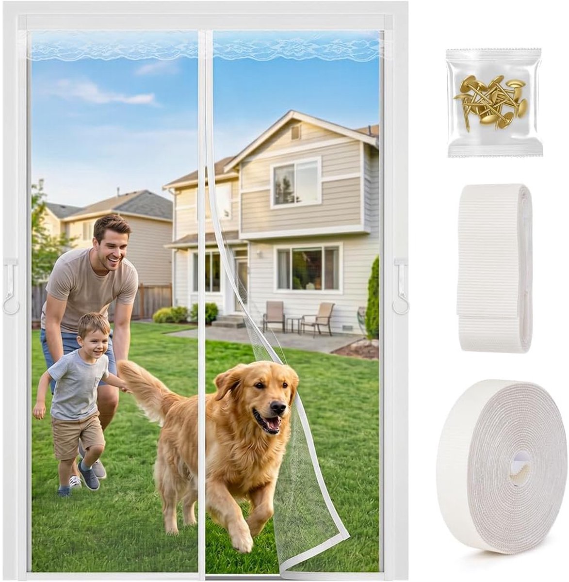 Vliegengaas Deur 100x210cm - Wit - Magnetisch - Ideaal voor insectenwering - ShopVlot