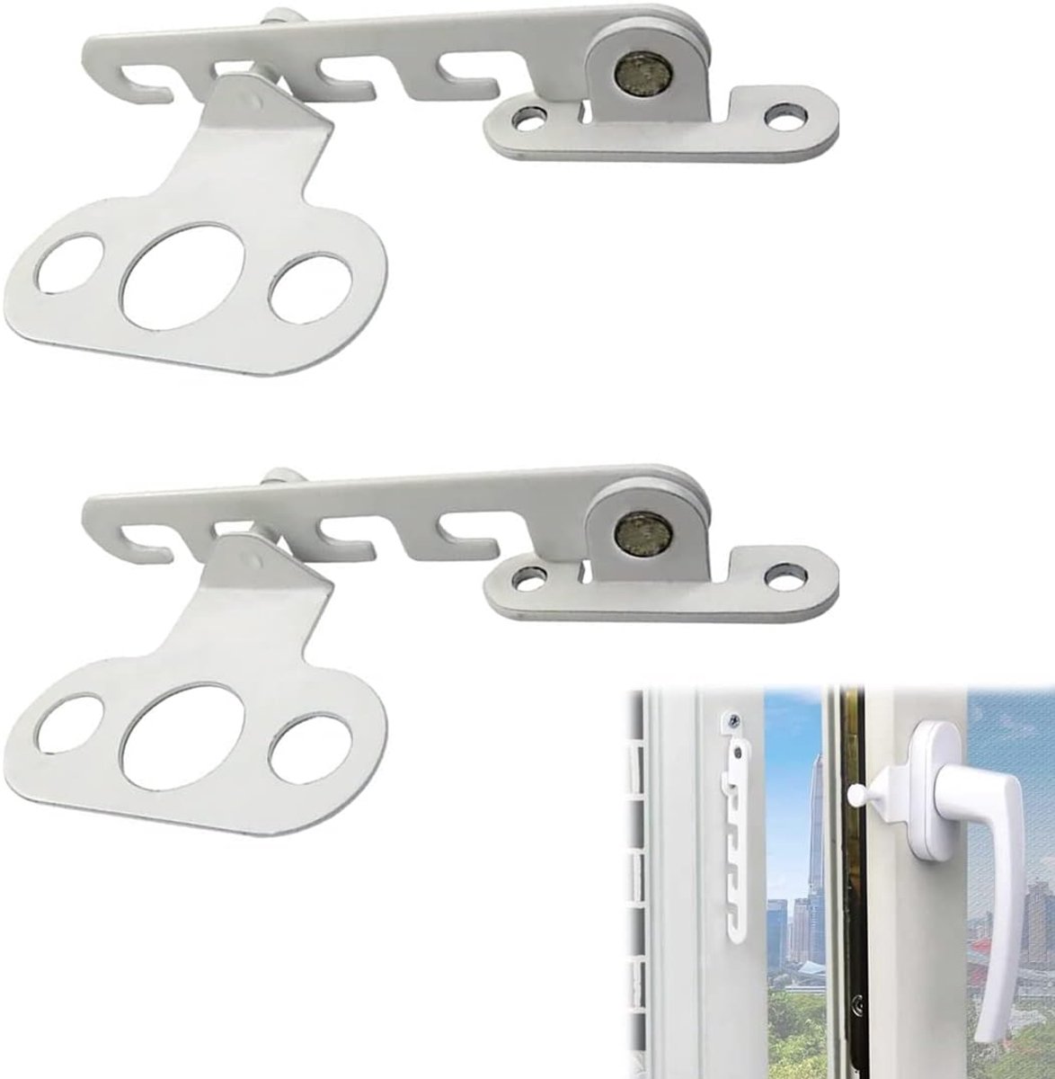 Raamstopper set 2 stuks - Veiligheidslatch - Windbescherming - Eenvoudige installatie - ShopVlot