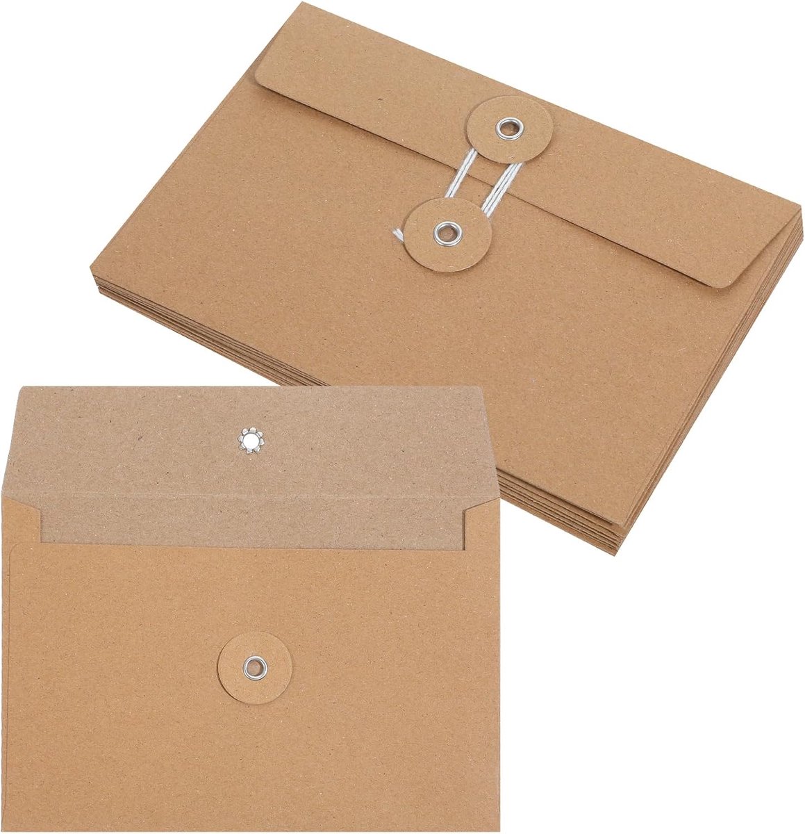 Papieren enveloppen 10 stuks - bruin - met touwsluiting - ideaal voor documenten - ShopVlot