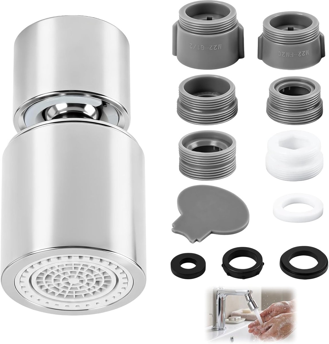 Kraanopzetstuk met 360° draaifunctie - waterbesparing met twee instelbare standen - ShopVlot