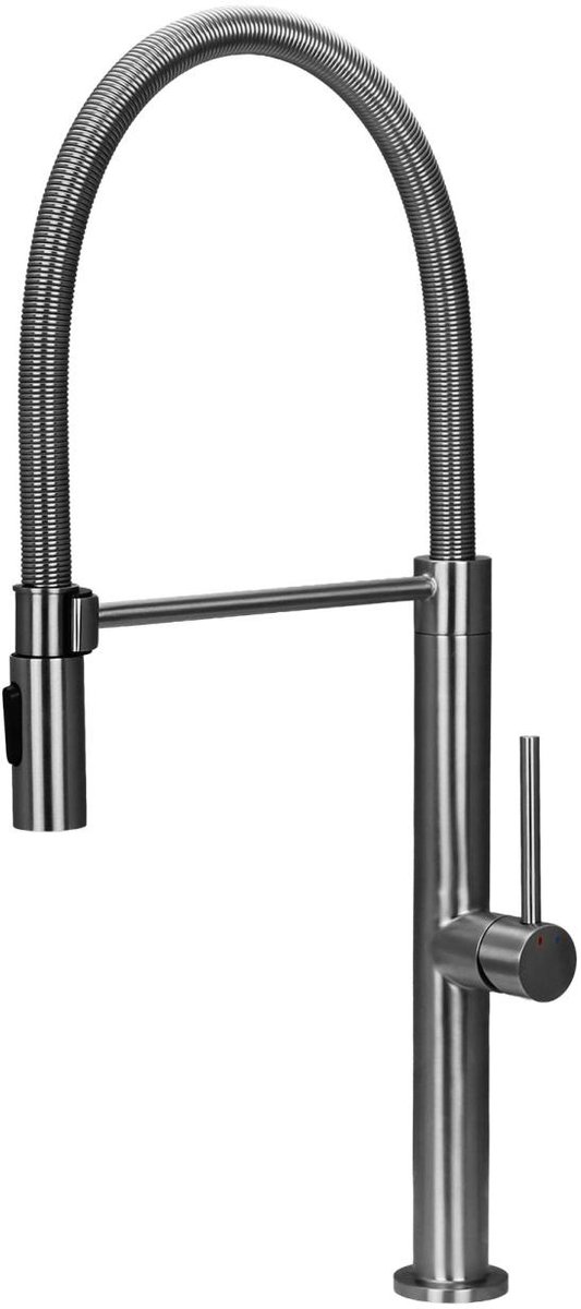 Pure.Sink Luxion massief RVS keukenkraan profi met flexibele uitloop en 2 straalsoorten PLXFLEX-02