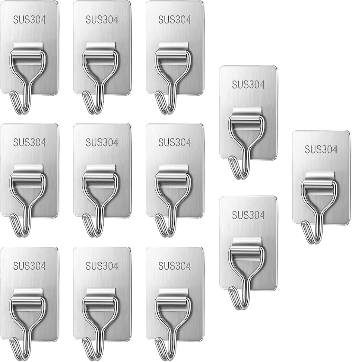 Zelfklevende haakjes set van 12 - Roestvrij staal - Sterk en waterproof - Ideaal voor badkamer en keuken - ShopVlot