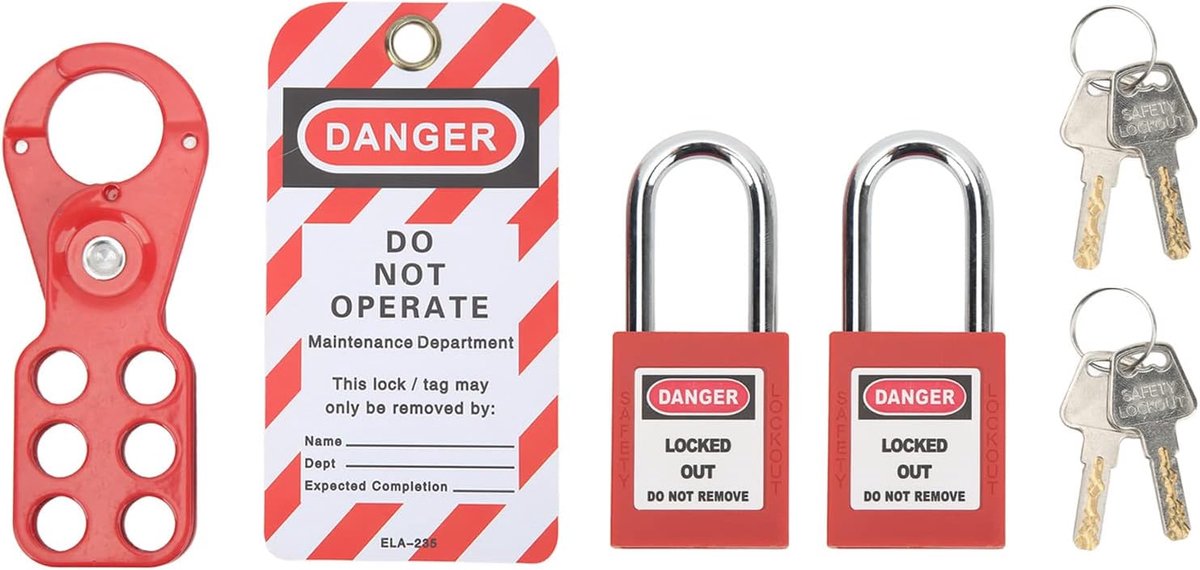 Lockout Tagout Kit - 1.5 inch/38mm Sloten - Veiligheidspadlocks - Herbruikbare etiketten - ShopVlot
