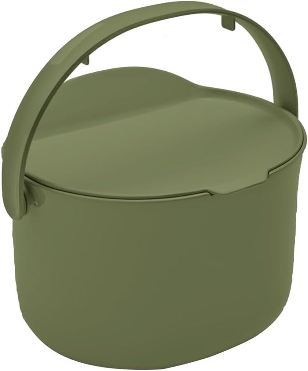 Compost bin 3,3 l - olijfgroen - gerecycled plastic - eenvoudig te reinigen in de vaatwasser - SnelShoppen
