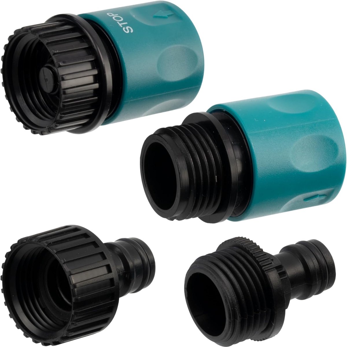 SnelShoppen - Set van 2 snelkoppelingen 3/4 inch - Kunststof - Waterstop functie - Ideaal voor irrigatiesystemen