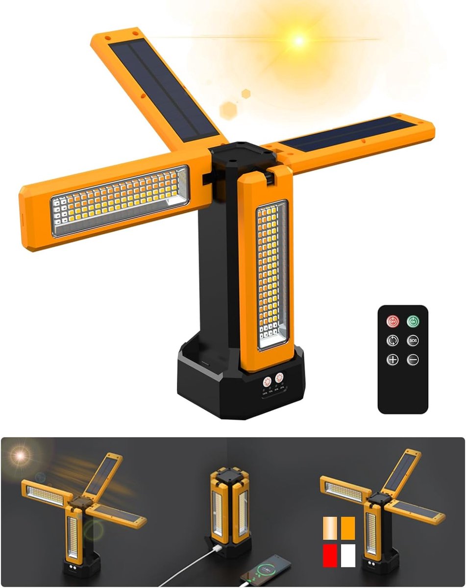 Solar bouwlamp 13200 mAh - LED met statief - 4 lichtmodi - perfect voor elke situatie - SnelShoppen