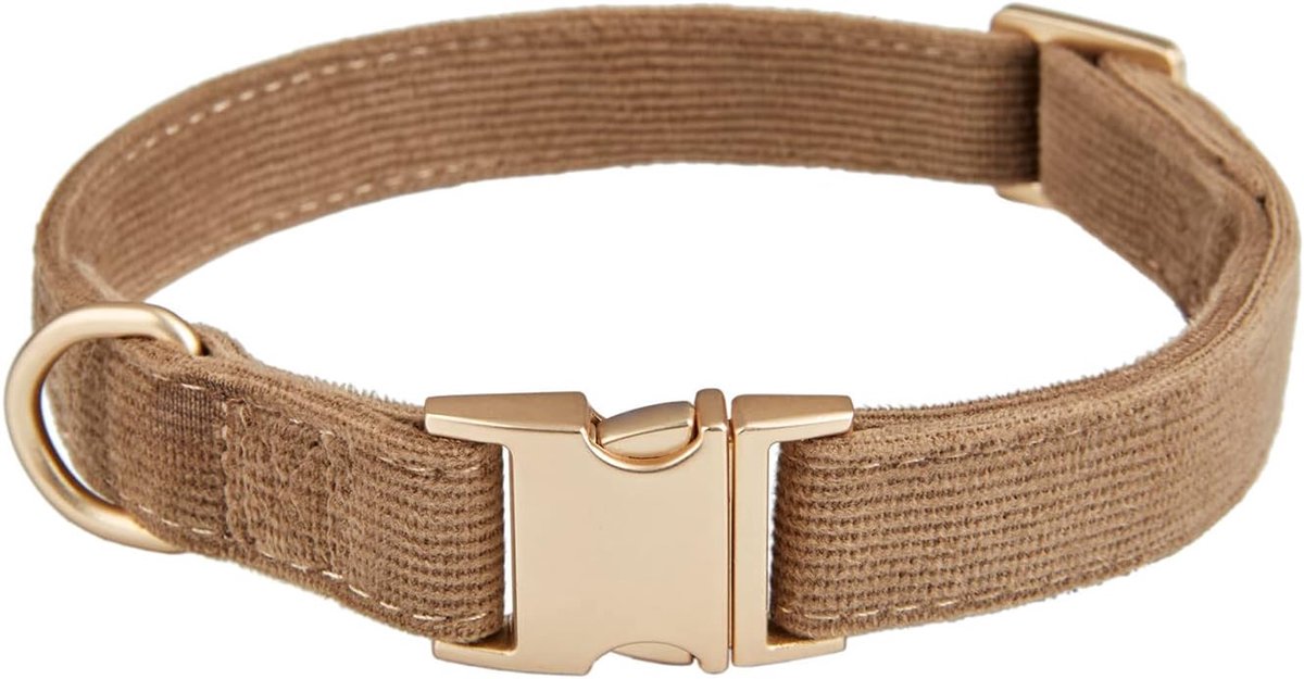 Halsband voor middelgrote honden - ultra-zachte ribvelours van biologisch katoen - voor gevoelige huid - SnelShoppen