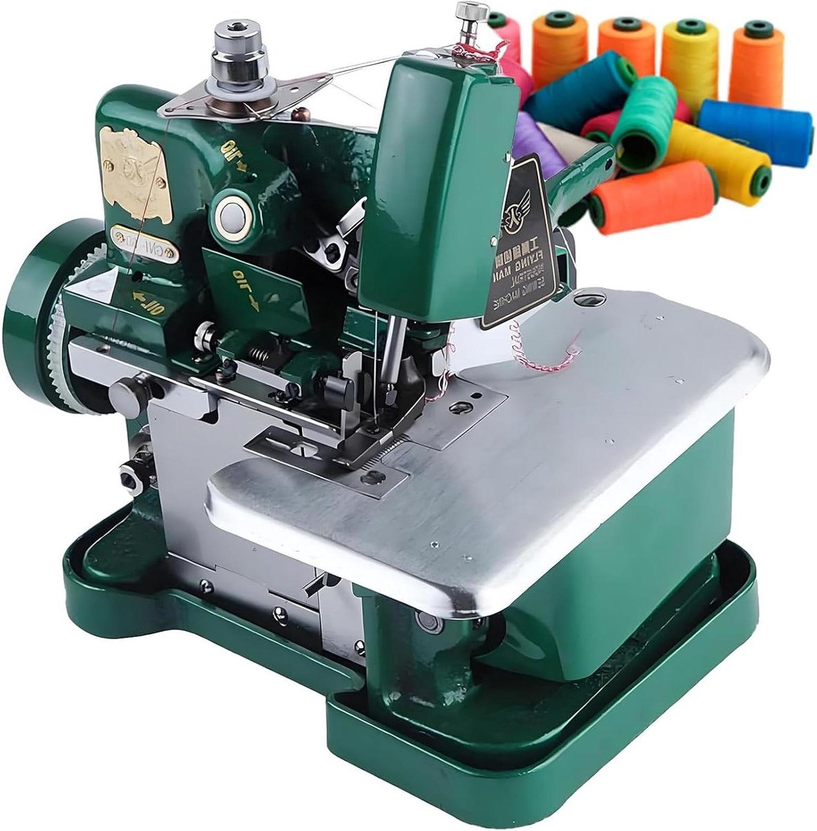 Overlockmachine Met Metalen Frame - Lockmachine Naaimachine - Naden Afwerken - Robuuste Gietijzeren Behuizing - 3.000 Steken/Minuut - Groen
