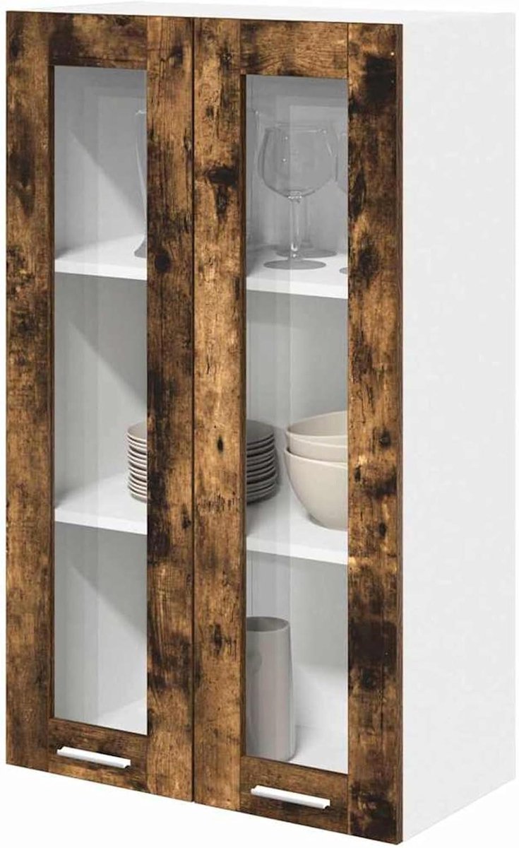 Hangkast Keuken - Keukenkast Wandkast - Keuken Organiseren - Gerookt Eiken Design - 60 x 31 x 100 cm - Eiken