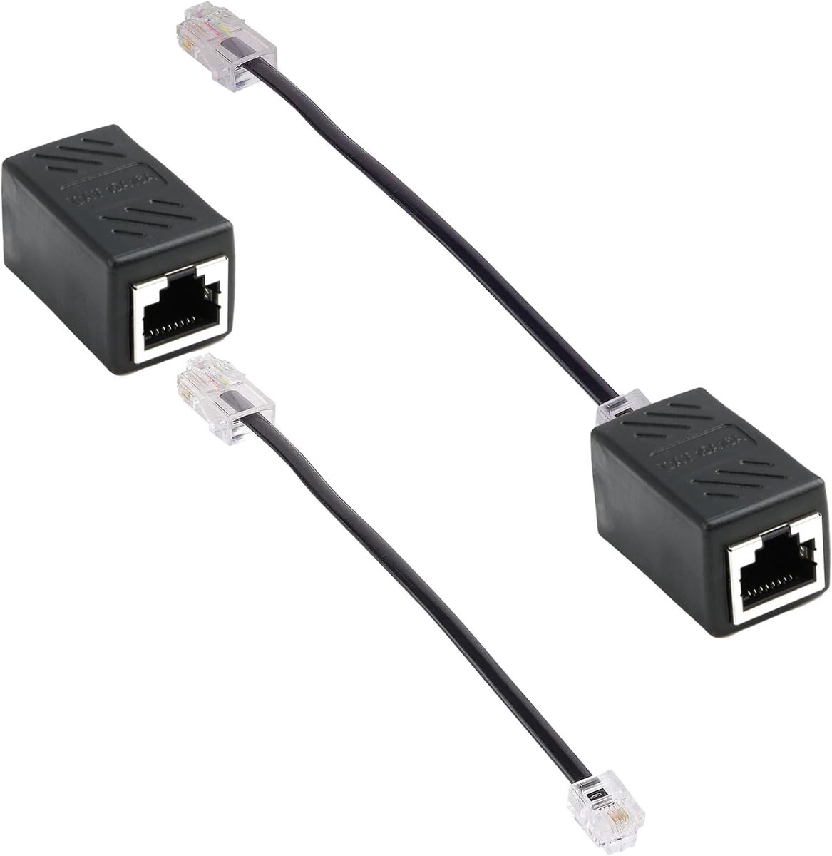 RJ45 naar RJ11 adapter - 2 stuks - zwart - voor analoge telefoons - ShopVlot