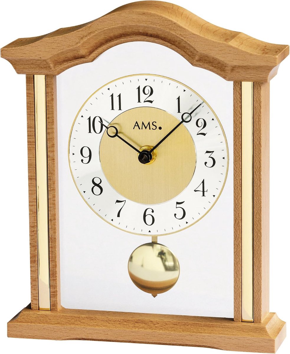 Tafelklok met pendule - Elegante houten behuizing van massief beukenhout - Stijlvol design - ShopVlot