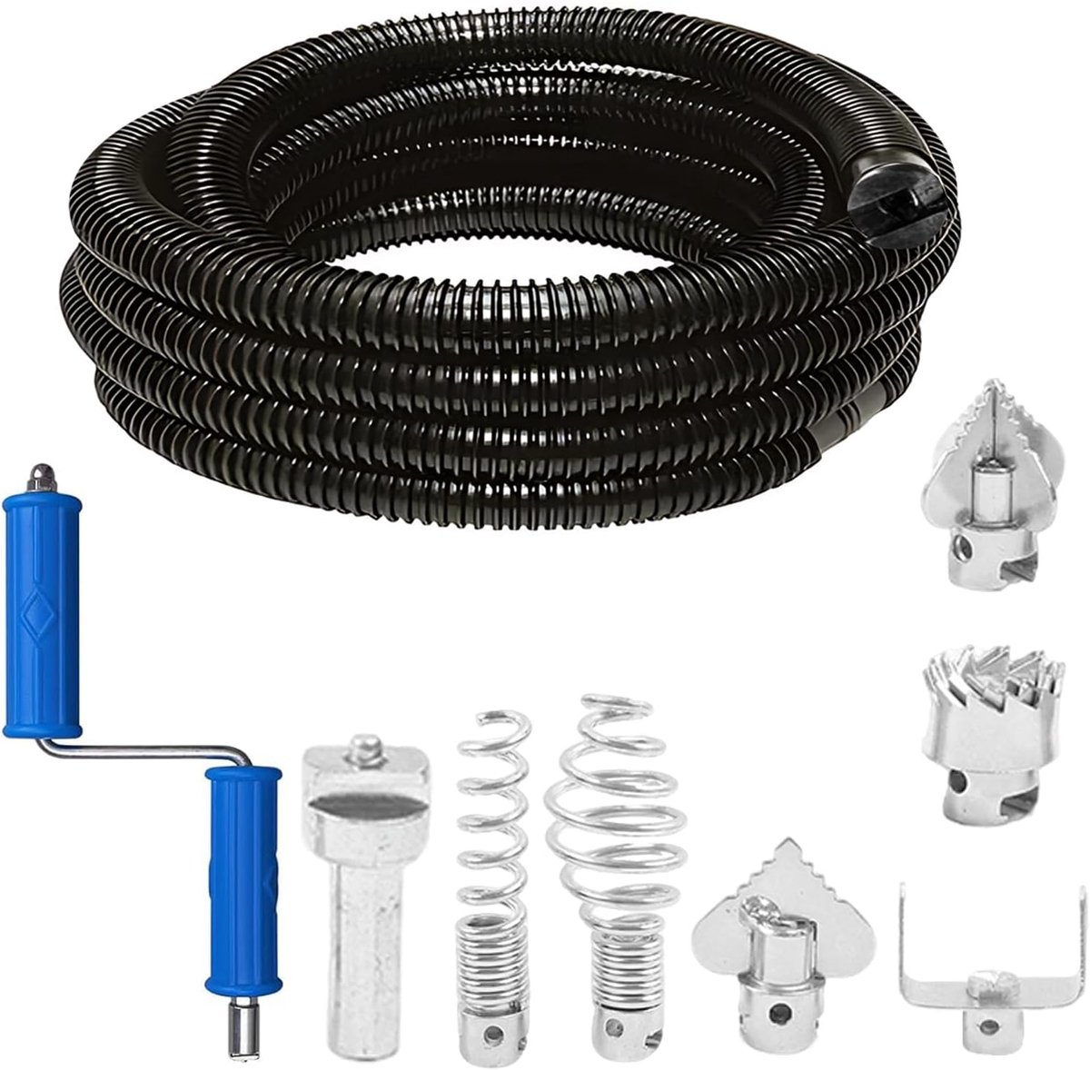 Afvoerspiralen 5 m x 12 mm - Multifunctionele buisreiniger - Inclusief elektrische en handmatige adapters - ShopVlot