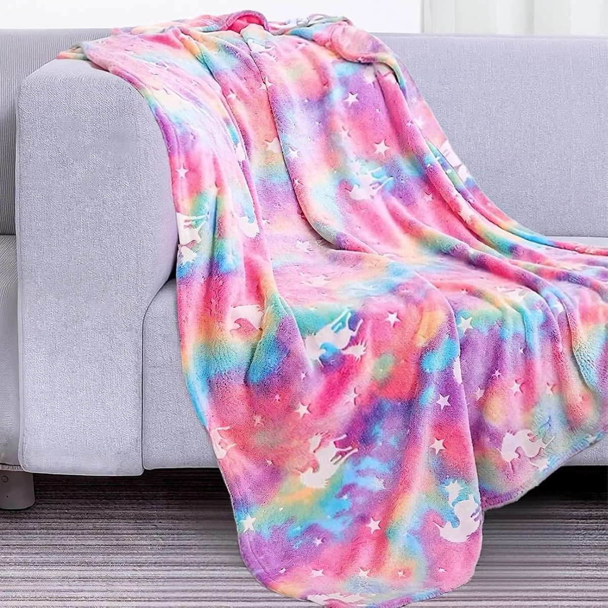 Kinderen Dekbed 150 x 200 cm - Flonkerend Eenhoornpatroon - Luminous Sterren - Ideaal voor Slaap en Spel - ShopVlot