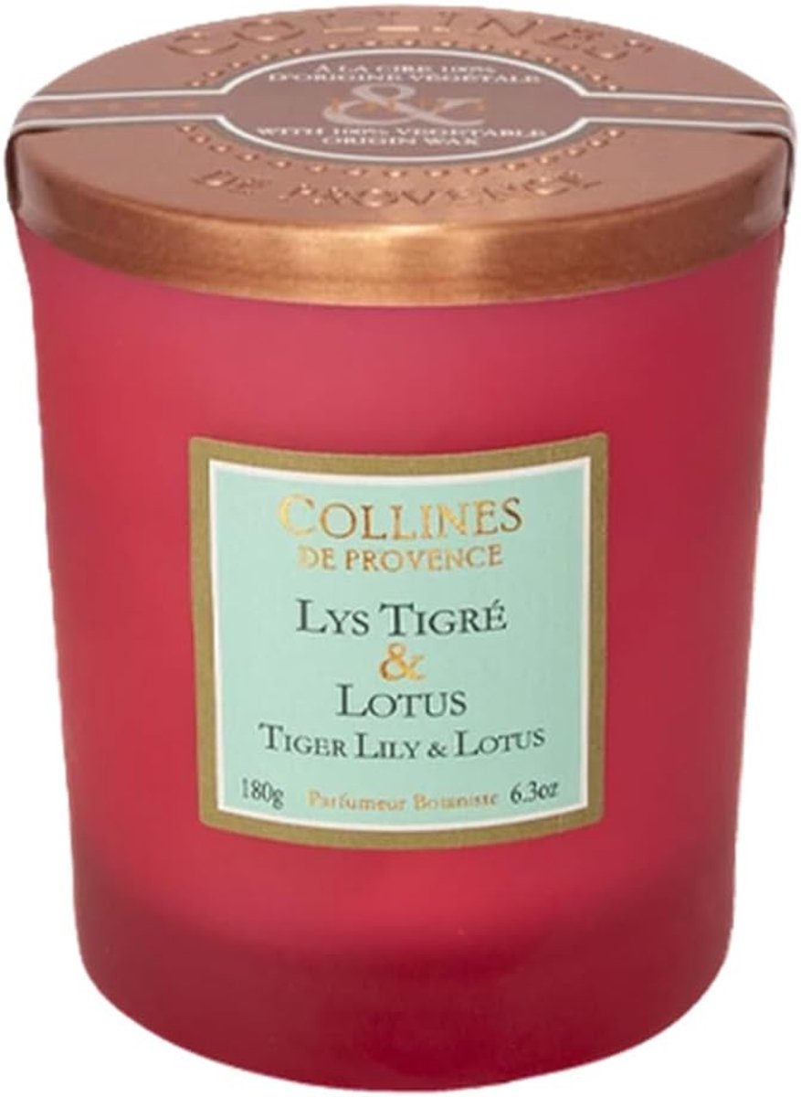 Geurkaars 180 gram - plantaardige was - lelie, tijger en lotus - creëer een ontspannende sfeer - ShopVlot