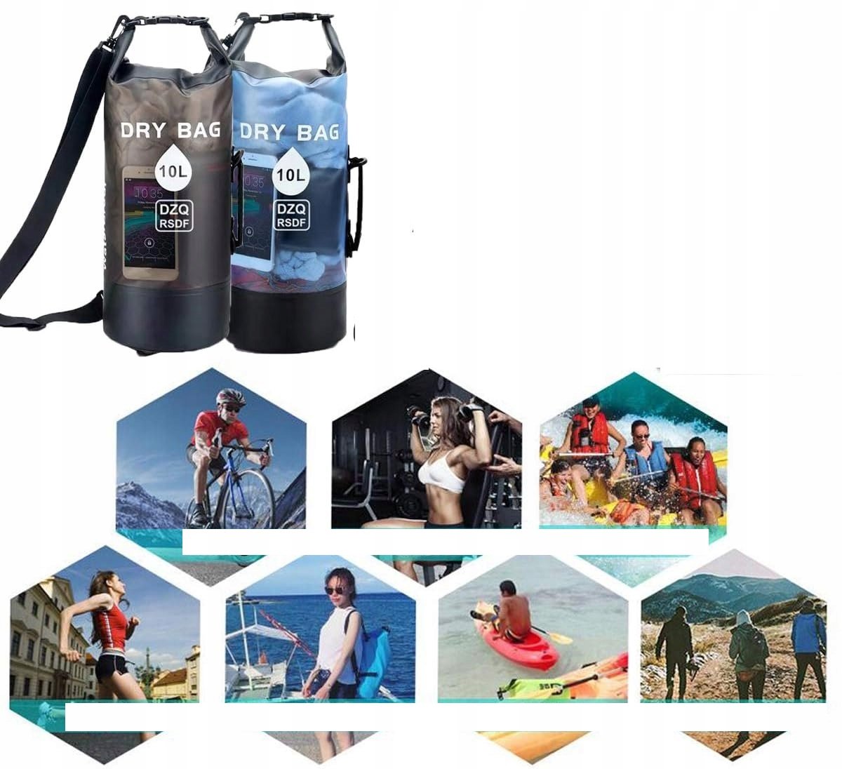 Waterdichte Tas 10L PVC met Handvat en Band - Blauw