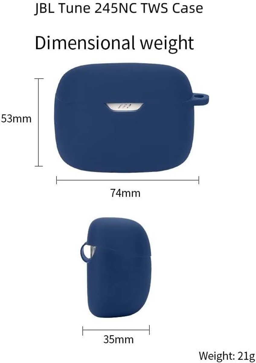 Case voor JBL Tune 245NC TWS - silicone schokbestendig - met LED-indicator - perfecte pasvorm - ShopVlot