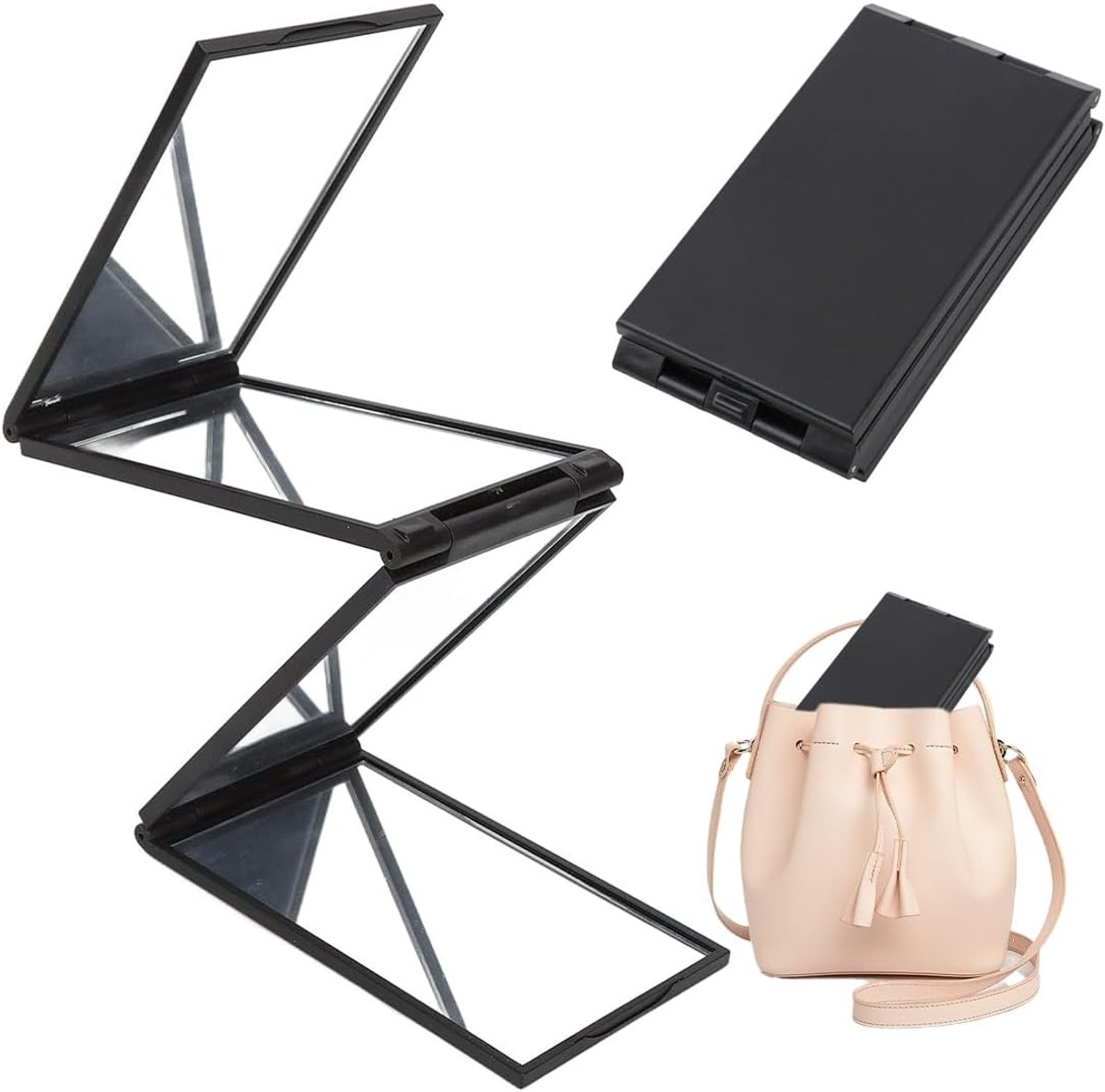 Opvouwbare 360 graden compacte spiegel - Duurzaam ABS - Geschikt voor make-up en haarstyling - Ideaal voor reizen - ShopVlot