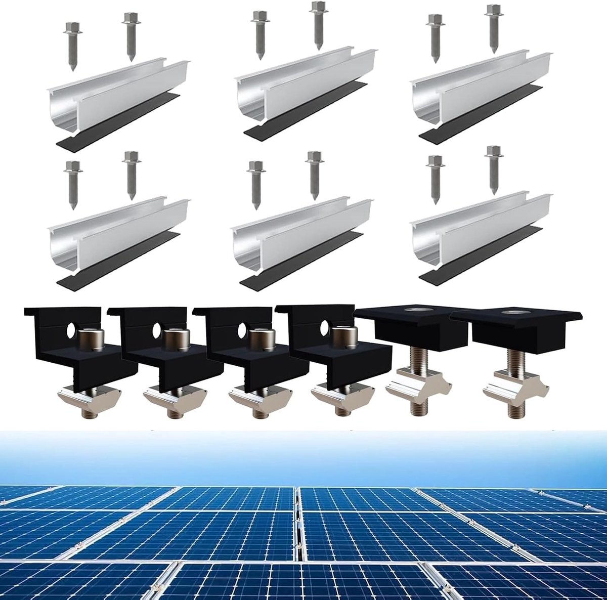 Solar panel montagerails 4.7 inch - aluminium - verstelbaar voor plat en trapezoidaal dak - stevige ondersteuning - ShopVlot
