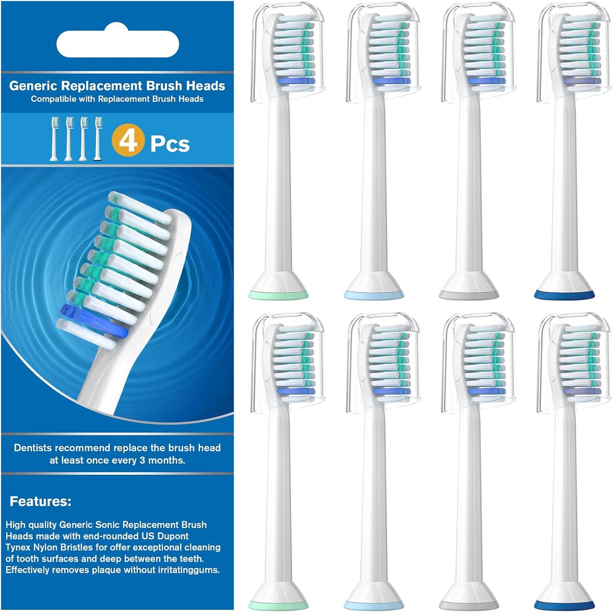 Vervangende tandenborstelkoppen 8 stuks - compatibel met Sonicare - diepe reiniging - professionele DuPont-vezels - ShopVlot