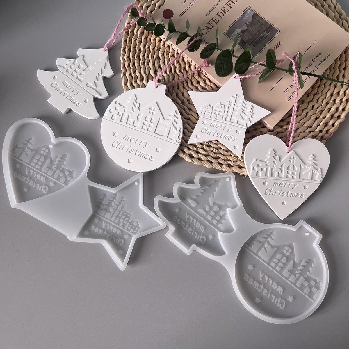 Siliconen mallen kerst, 4 stuks - kerstvormen - diverse figuren - creëer unieke kerstdecoraties - ShopVlot
