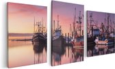 Artaza - Triptyque de peinture sur toile - Navires dans le port - Bateaux - 120x60 - Photo sur toile - Impression sur toile