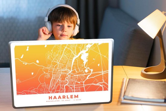 Laptop sticker - 17.3 inch - Stadskaart - Haarlem - Nederland - Oranje - 40x30cm - Laptopstickers - Laptop skin - Cover