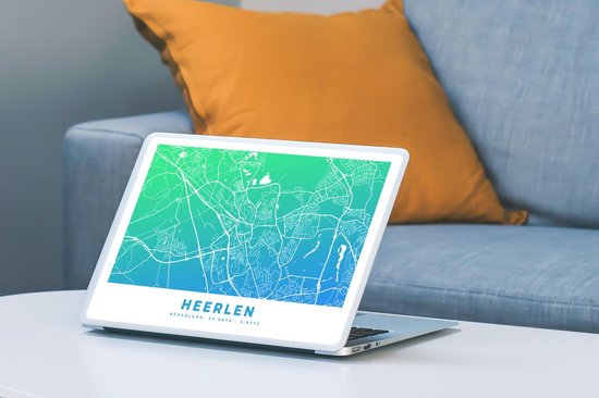 Autocollant pour ordinateur portable - 10,1 pouces - Plan de la ville - Heerlen - Nederland - Blauw - 25x18cm - Autocollants pour ordinateur portable - Skin pour ordinateur portable - Housse
