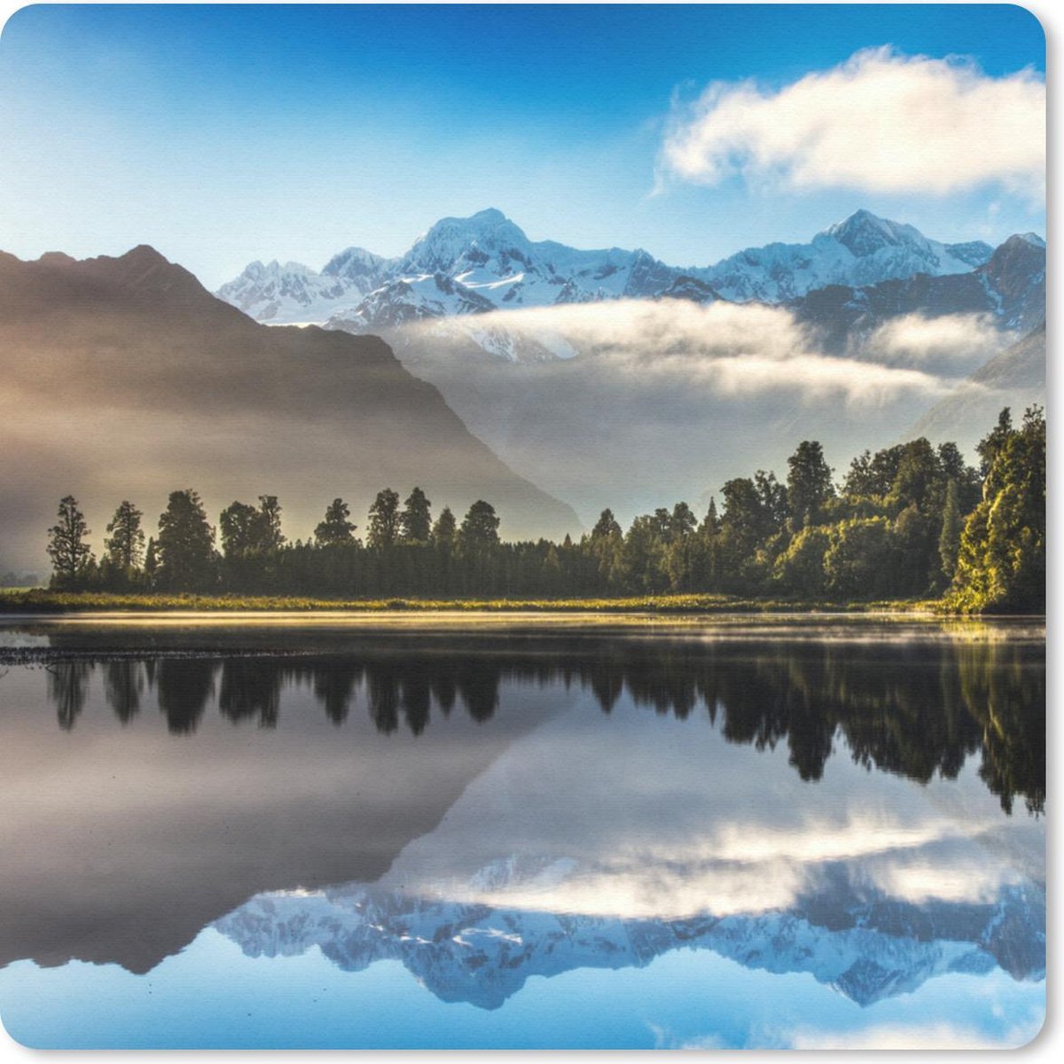 Muismat 30x30 cm - Mousepad Nieuw-Zeeland - Reflectie - Berg - Muismatten