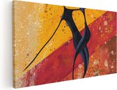 Artaza Canvas Schilderij Abstracte Kunst - Dansend Afrikaans Paar - 100x50 - Groot - Foto Op Canvas - Canvas Print