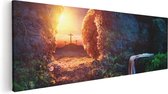 Artaza Canvas Schilderij Kruisiging bij Zonsopgang - Opstanding Jezus - 90x30 - Foto Op Canvas - Canvas Print