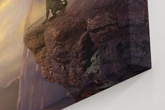 Artaza - Peinture sur toile - Dragon sur un rocher au coucher du soleil - 90 x 30 - Photo sur toile - Impression sur toile