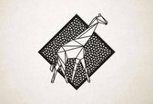 Line Art - Giraffe 1 met achtergrond - S - 45x45cm - Zwart - geometrische wanddecoratie