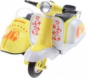 scooter met zijspan diecast 12 x 9 x 7 cm geel