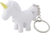 sleutelhanger Unicorn met licht 7 x 5,5 cm ABS wit