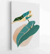 Canvas schilderij - Golden and luxury pattern design with leaves line arts, Hand draw Organic shape design for wall framed prints, canvas prints, poster, home dec 4 -    – 18757178