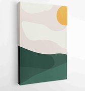 Canvas schilderij - Earth tones landscapes backgrounds set with moon and sun. Abstract Plant Art design for print, cover, wallpaper, Minimal and natural wall art. 4 -    – 18286956